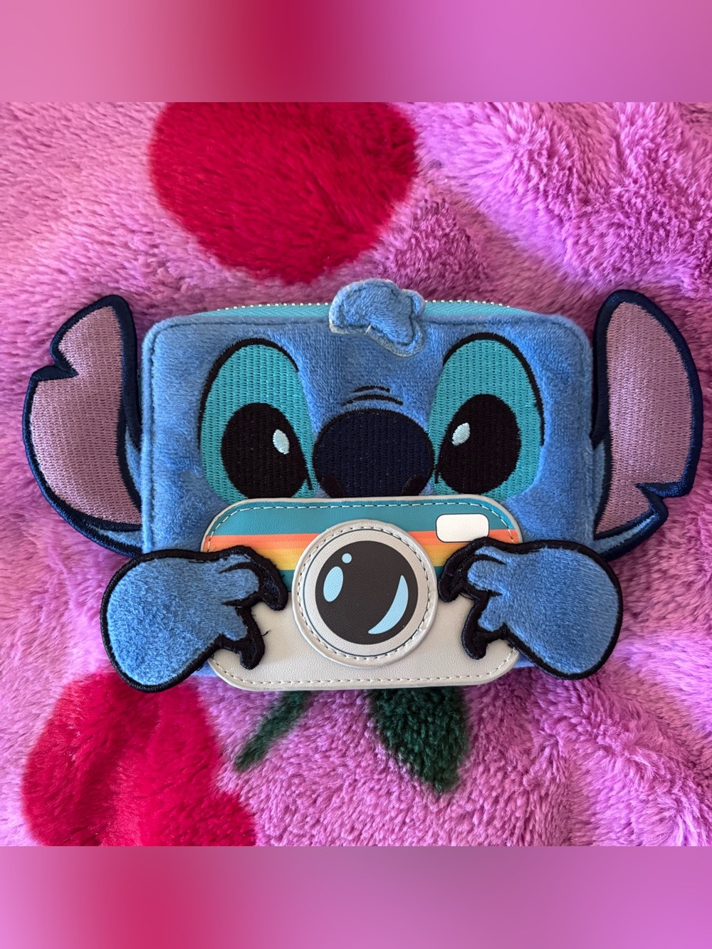 Loungefly Disney Lilo & Stitch Figural Stitch with Camera Small Zip Wallet